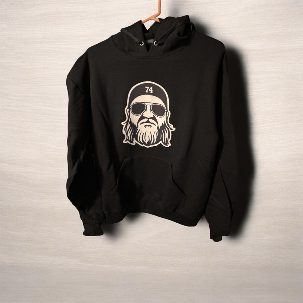 Black Graphic Hoodie. Nick Mangold #74 A True Jet